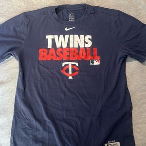 Nike Minnesota Twins Shirt Mens Medium Blue Baseball Spell Out MLB